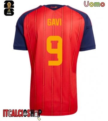 Spagna Paez Gavi #9 Prima Maglia Mondiali 2026 Manica Corta